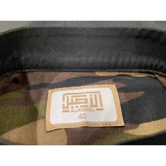 Al-Aseel Kaftan Thobe Black Camouflage Boys Size 40 Short Sleeve 1/4 Zipper Neck - Picture 6 of 10